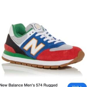 New Balance Men's 574 Rugged Red Blue Sneakers